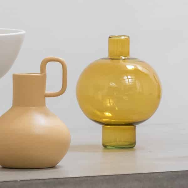 Vase Round Verre Recyclé Jaune Moutarde